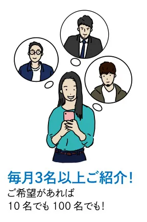 毎月３名以上ご紹介！ご希望があれば10名でも100名でも！｜東京の結婚相談所｜30代・40代におすすめ「マーズカフェ」